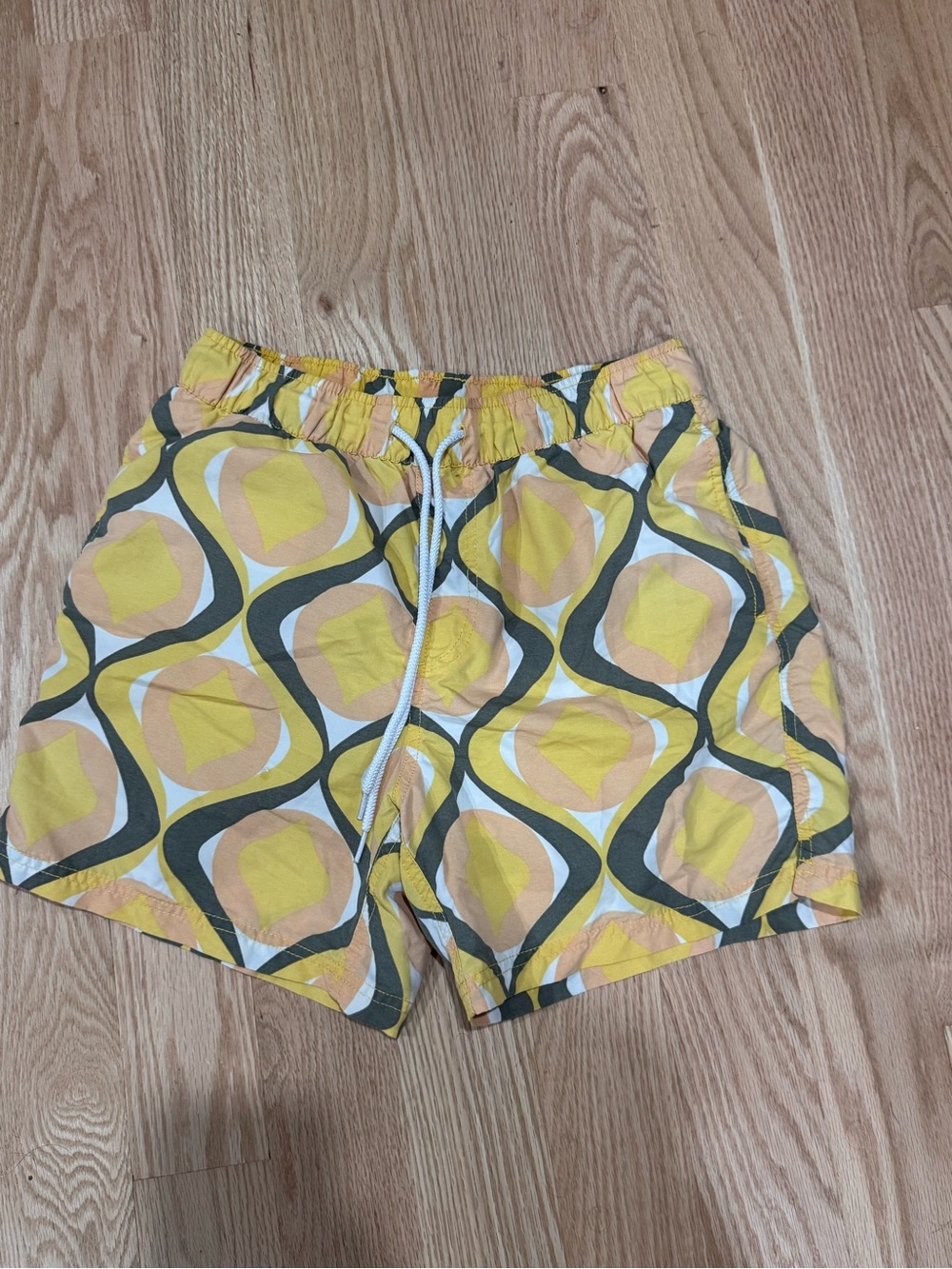 Urban Outfitters Yellow, Olive & Cream Printed Swim Shorts